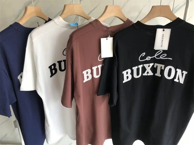

New Style Patch Embroidered Cole Buxton T-Shirt Men Women Royal Blue Brown Black White CB Tee Top Tag