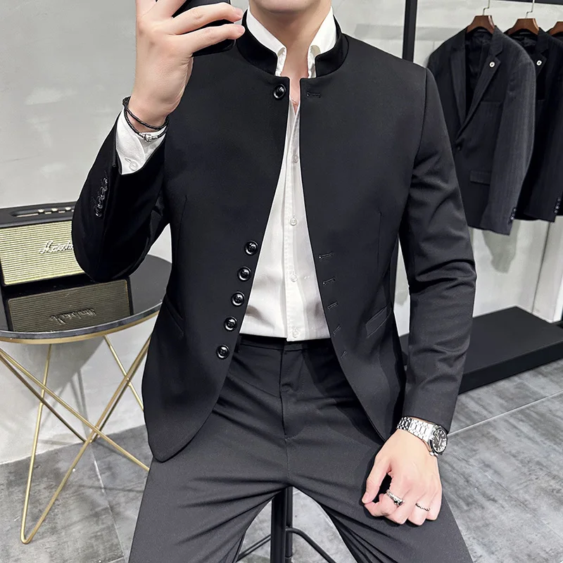 Chinese Standing Collar Blazers Men Fashion Slim Casual Suits Coats Solid Business Jackets Men's Blazers Tops Mens Clothing
Chinese Standing Collar Blazers Men Fashion Slim Casual Suits Coats Solid Business Jackets Men's Blazers Tops Mens Clothing