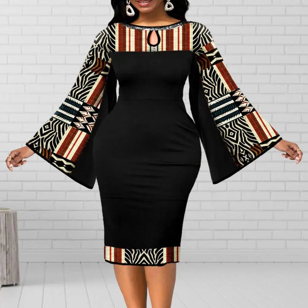 Women Dress Vintage Print Round Neck Midi Dress with Back Zipper Closure Hollow Out Horn Sleeve for Women Plus Size Lady Prom
Women Dress Vintage Print Round Neck Midi Dress with Back Zipper Closure Hollow Out Horn Sleeve for Women Plus Size Lady Prom