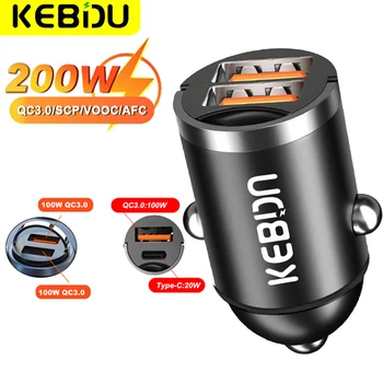 USB 자동차 충전기 빠른 충전 4.0 QC4.0 QC3.0 QC SCP 5A PD 유형 C, 200W 빠른 전화 충전 아이폰 Xiaomi Huawei 휴대 전화 AE