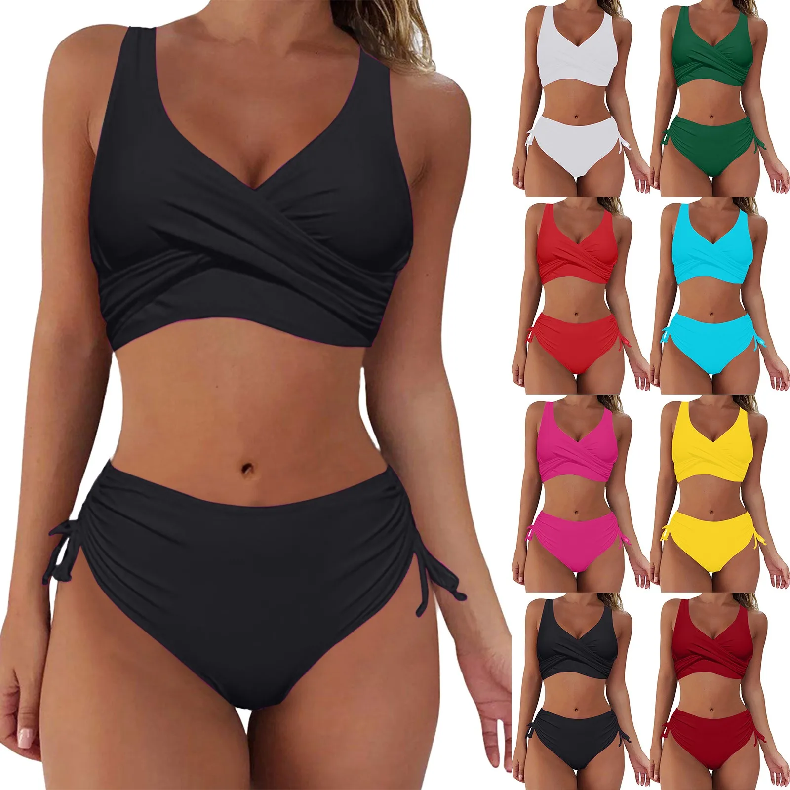 

Women High Waisted Bikini Sexy Push Up Two Piece Swimsuits Vintage Swimsuit Two Piece Bandage Thong Biquinis High Waist Bikinis