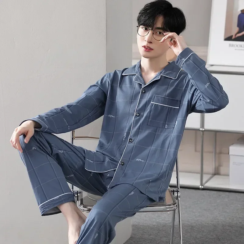 Fashion Outwear New Men's Size Home Spring Cotton Pyjamas Sleepwear Large Sleeve Pajamas Suit Winter Cloth Autumn Male Long
Fashion Outwear New Men's Size Home Spring Cotton Pyjamas Sleepwear Large Sleeve Pajamas Suit Winter Cloth Autumn Male Long