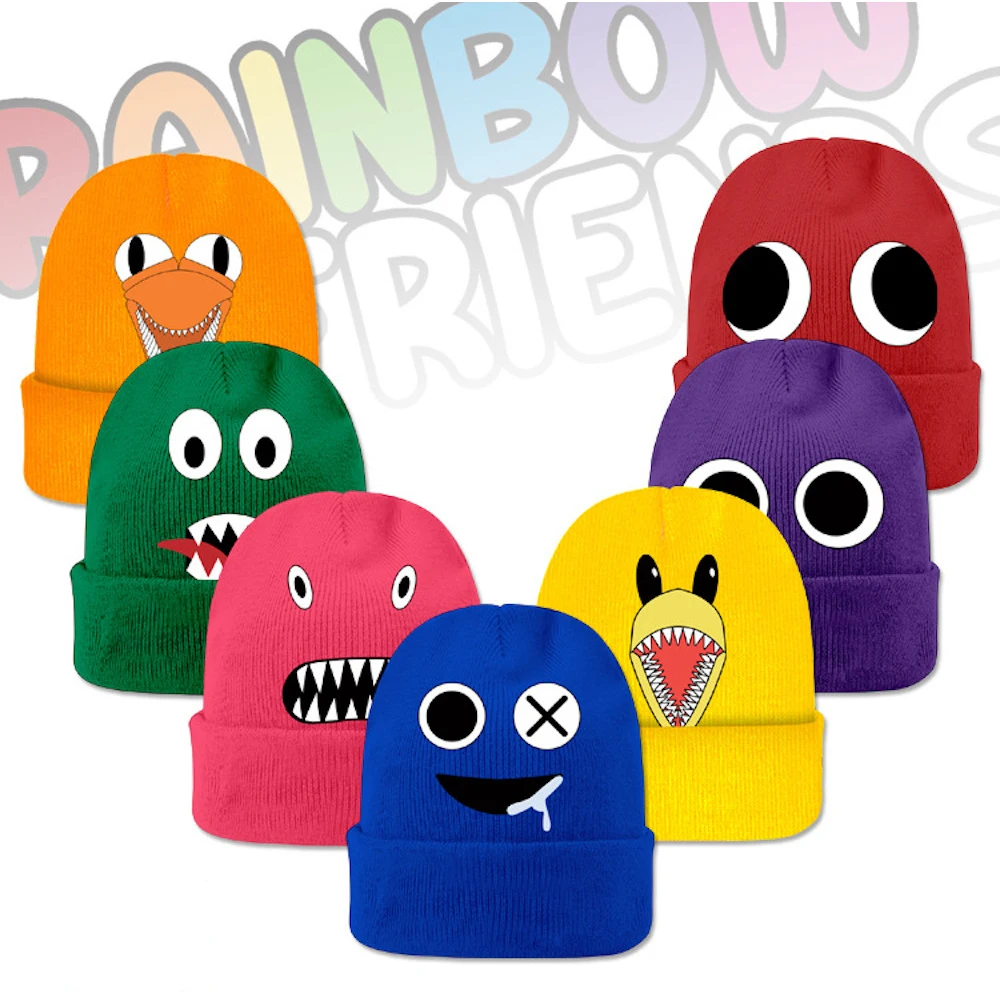 

New Rainbow Friends Plush Caps Anime Printing Women Winter Warm Hat for Men Knitted Bonnet Unisex Children Hat Christmas Beanies