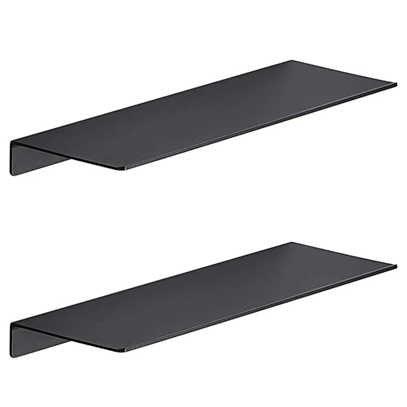 

2X Metal Wall Shelves,Black Floating Shelves,Bathroom Racks, Wall Display Shelves,Wall Mounted Kitchen Spice Racks(30Cm)