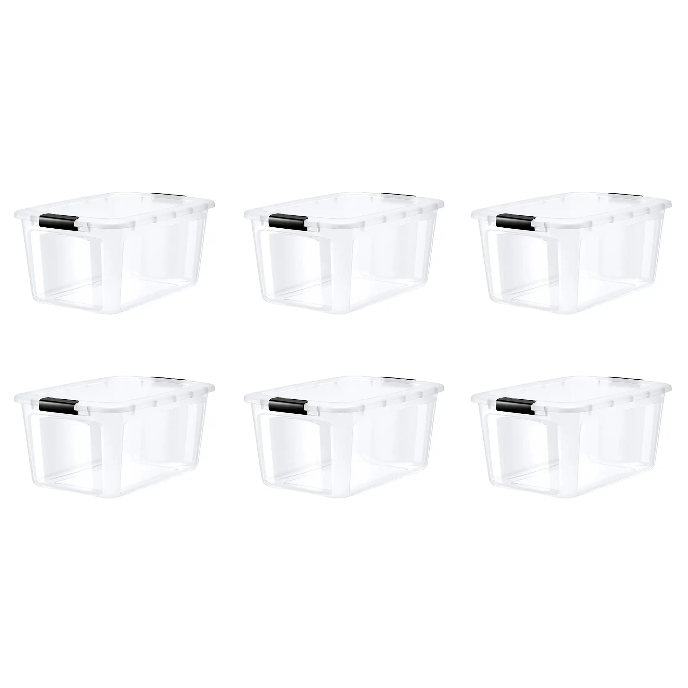 56 Quart Clear Plastic Stackable Durable Black Latches Clear Lid Bin Box Tote Set of 6, Organizing Solution for Home & Classroom
56 Quart Clear Plastic Stackable Durable Black Latches Clear Lid Bin Box Tote Set of 6, Organizing Solution for Home & Classroom