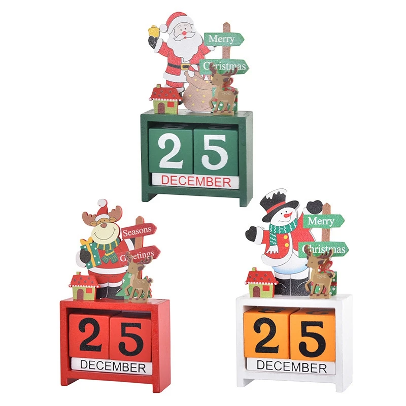 

Christmas Table Calendar Tabletop Number Date Wooden Blocks Calendar Countdown Xmas Desktop Calendar Christmas Decor