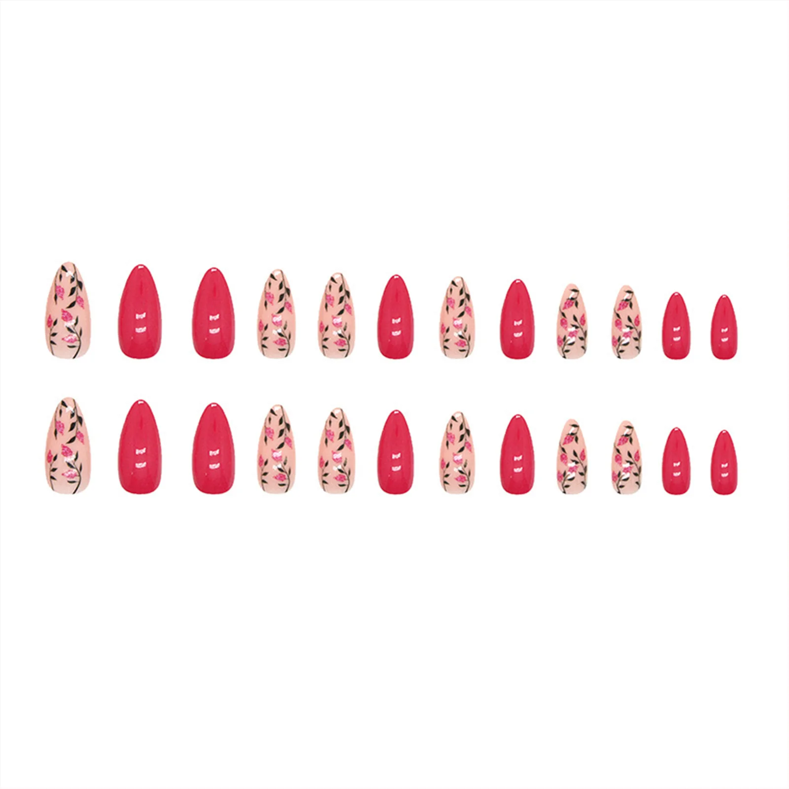 

Розово-красный цветочный накладной ноготь Весенняя атмосфера свежие накладные ногти для самостоятельного ногтевого использования дома
