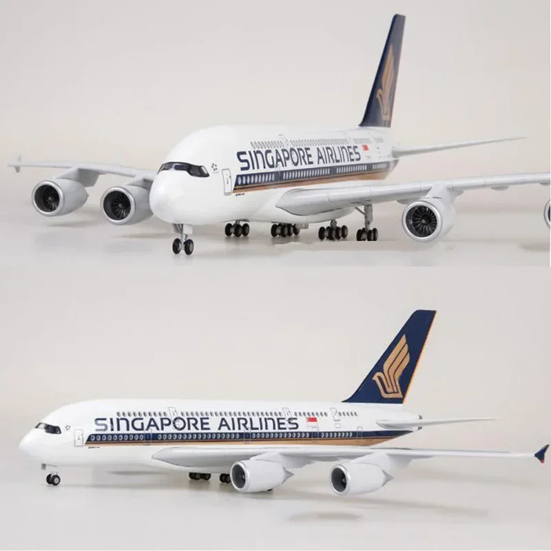 

1/160 Scale 50.5CM Airplane Airbus A380 Singapore Airline Model W Light and Wheel Diecast Resin Plane For Collection Display Toy