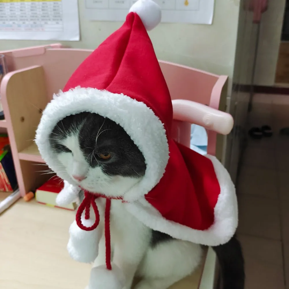 Pet Clothing Christmas Decoration Cute Plush Ears Hooded Bib Red Cape Warm New Year Clothes Universal for Cats and Dogs Pet Clothing Christmas Decoration Cute Plush Ears Hooded Bib Red Cape Warm New Year Clothes Universal for Cats and Dogs