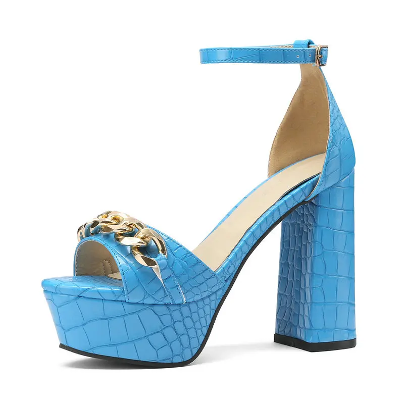 Elegant Open Toe Sky Blue 2023 Summer Women Party Block High Heeled Shoes With Metal Chain Heels Woman Bride Platform Sandals
Elegant Open Toe Sky Blue 2023 Summer Women Party Block High Heeled Shoes With Metal Chain Heels Woman Bride Platform Sandals