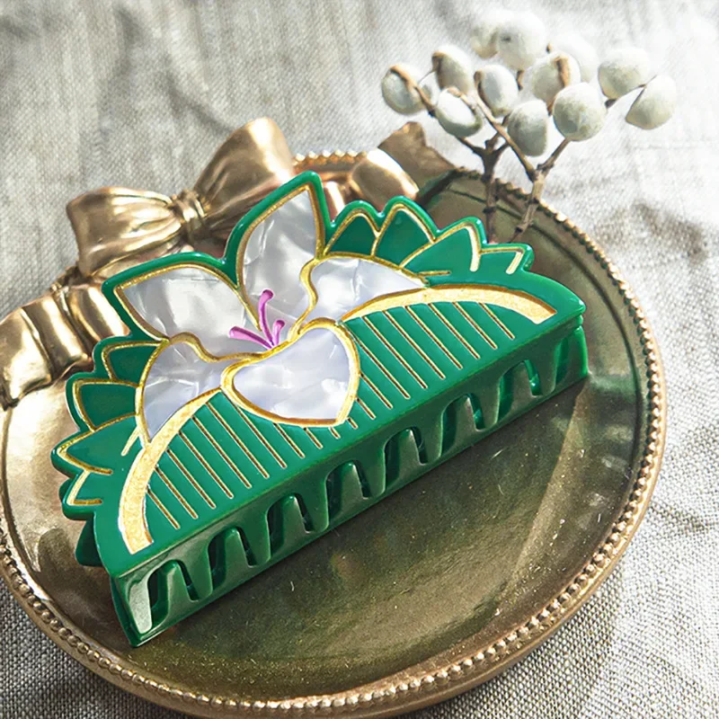 Muweordy Green Lily Flower Hair Claw New Claw Clip French Retro Elegant Shark Clip for Women Girls INS Creative Hair Accessories
Muweordy Green Lily Flower Hair Claw New Claw Clip French Retro Elegant Shark Clip for Women Girls INS Creative Hair Accessories
