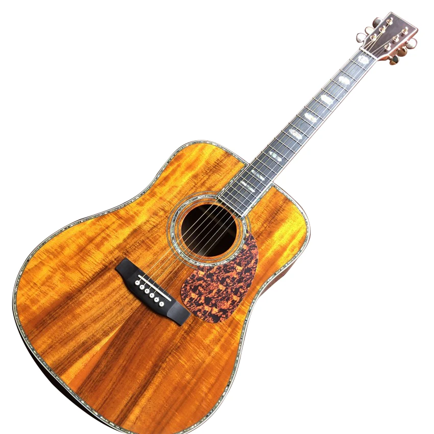 

Бесплатная доставка, деревянная фольклорная гитара koa, настоящая Абалон, модель 41 d, накладка из красного сандалового дерева, акустическая гитара