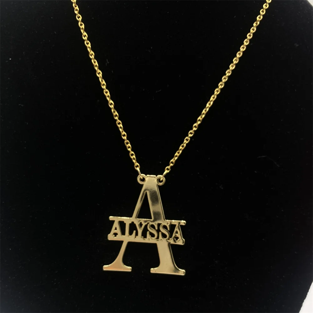 

Personalized Name Custom Necklace Gold Stainless Steel Initial Capital Necklace Birthday Gift for Lover Jewelry for women