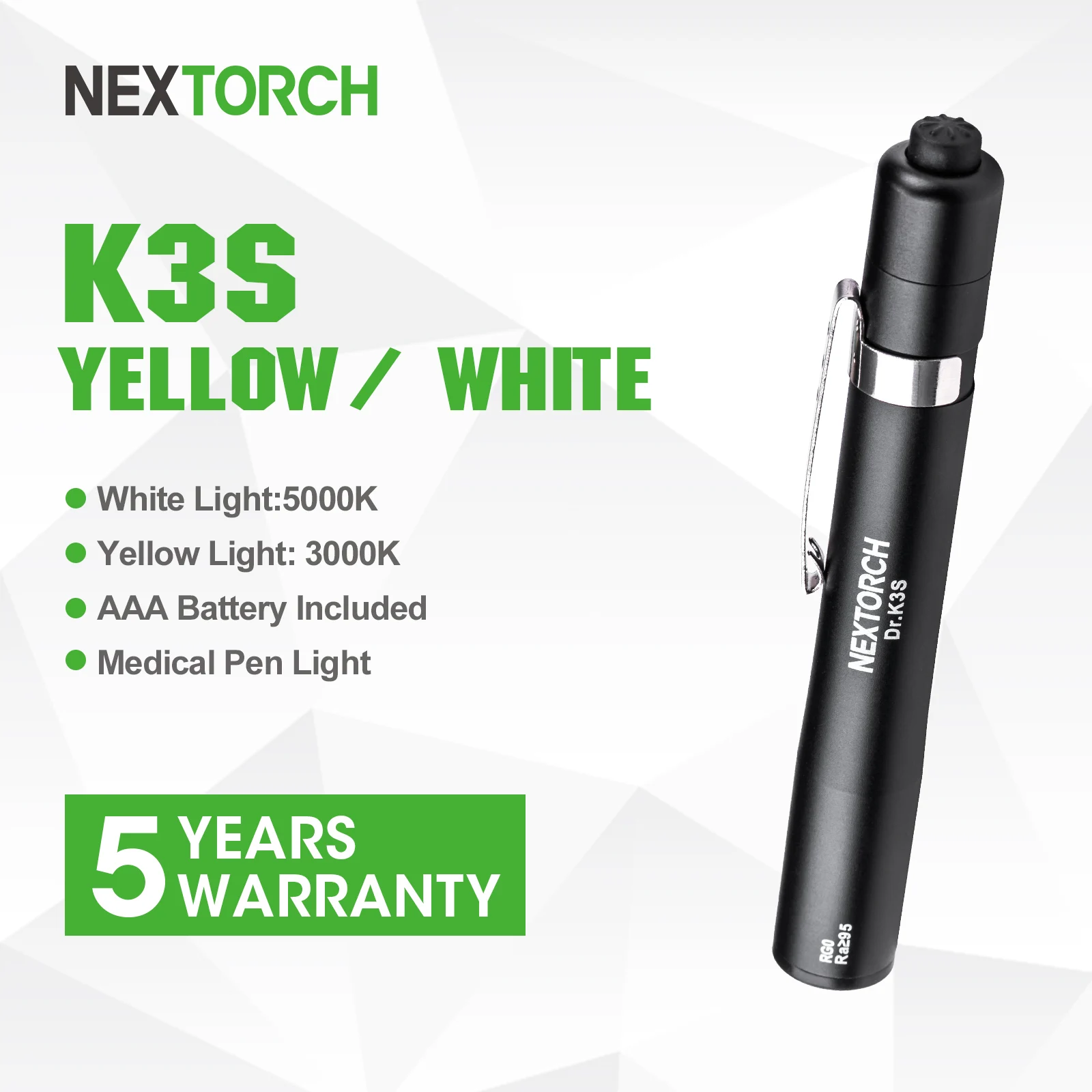 

Nextorch Portable Mini Flashlight LED Medical Pen Light AAA Battery Warm Yellow Light Gift for Doctor and Nurses K3S