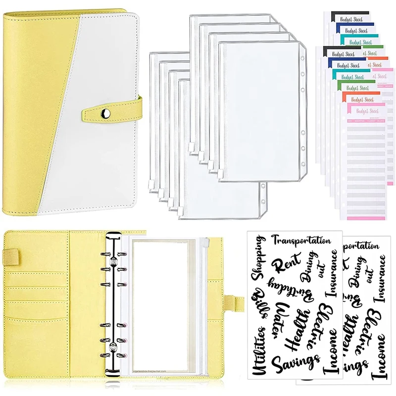 A6 бюджетные конверты для хранения наличных и купонов, кожаный блокнот с молнией, конверты D 
A6 бюджетные конверты для хранения наличных и купонов, кожаный блокнот с молнией, конверты D