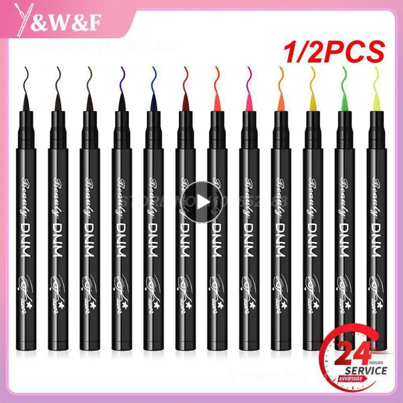 

1/2PCS Colors Liquid Eyeliner Pen Liquid Colorful Eye Liner Pen Matte Neon Eyeliner Waterproof Black Felt-Tip Eye Liner Pencil