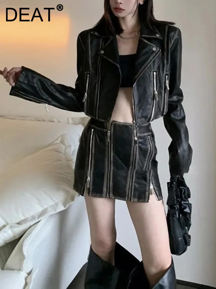 DEAT Fashion Women's PU Leather Jackets Lapel Long Sleeve Multi Zippper Decoration Short Patchwork Coats Autumn 2023 New 7AB1776
DEAT Fashion Women's PU Leather Jackets Lapel Long Sleeve Multi Zippper Decoration Short Patchwork Coats Autumn 2023 New 7AB1776