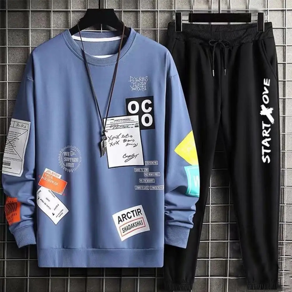 Men Sportswear Set Men's Hip Hop Letter Print Sweatshirt Trousers Set with Drawstring Elastic Waist 2 Piece Round Neck for Fall
Men Sportswear Set Men's Hip Hop Letter Print Sweatshirt Trousers Set with Drawstring Elastic Waist 2 Piece Round Neck for Fall