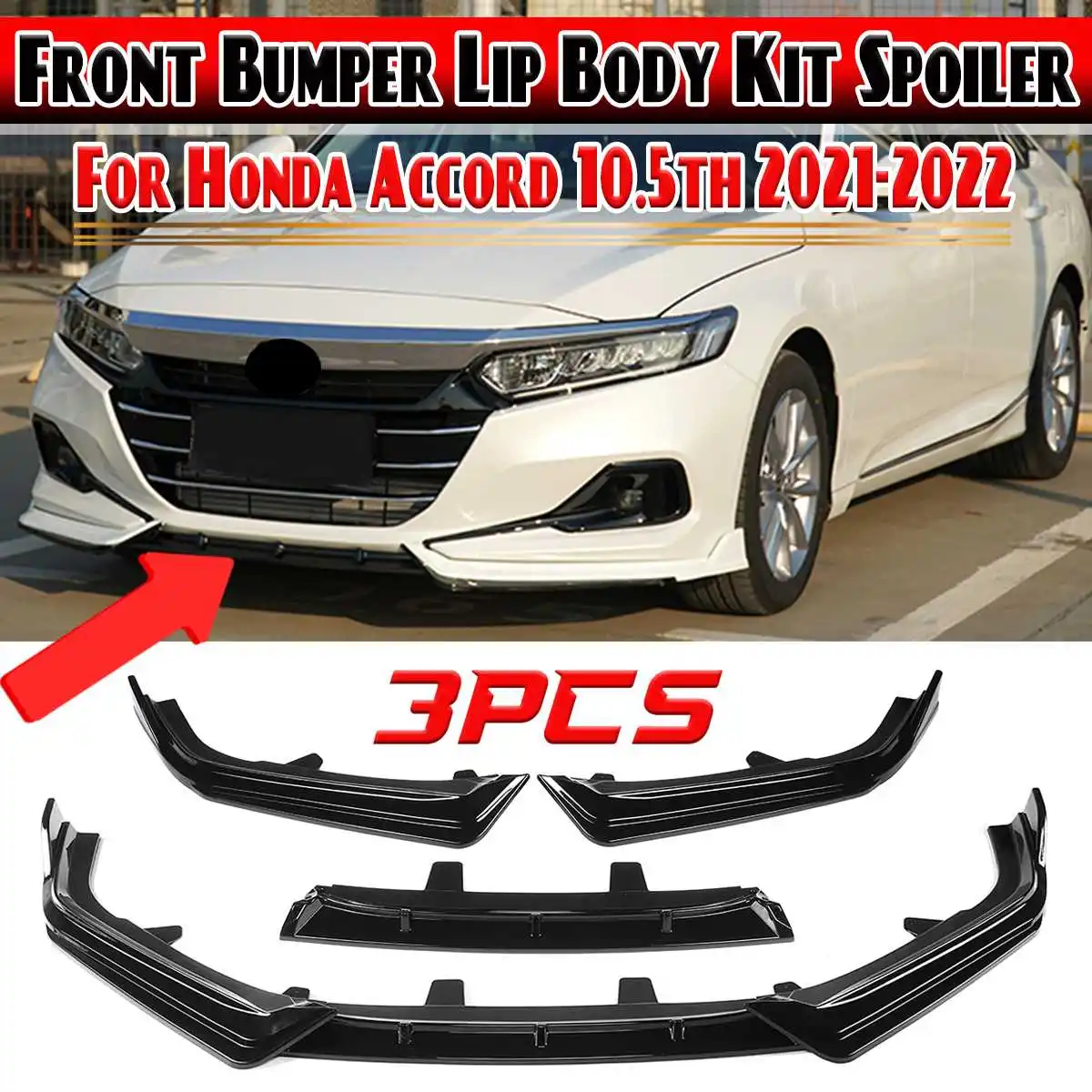 Black/Carbon Fiber Look Front Bumper Splitter Lip Spoiler Body Kit Bumper Diffuser For Honda For Accord 10.5th Gen 2021 2022
Black/Carbon Fiber Look Front Bumper Splitter Lip Spoiler Body Kit Bumper Diffuser For Honda For Accord 10.5th Gen 2021 2022