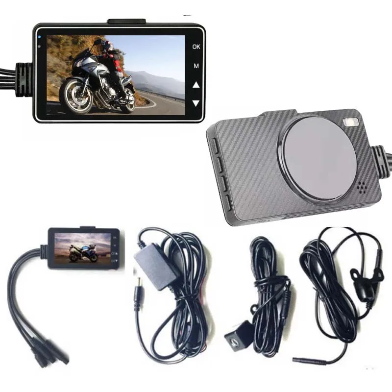 

3" 1080P HD Motorcycle Camera DVR Motor Dash Cam with Special Dual-track Front Rear Recorder Dual Lens 3 inch Display Camcorder