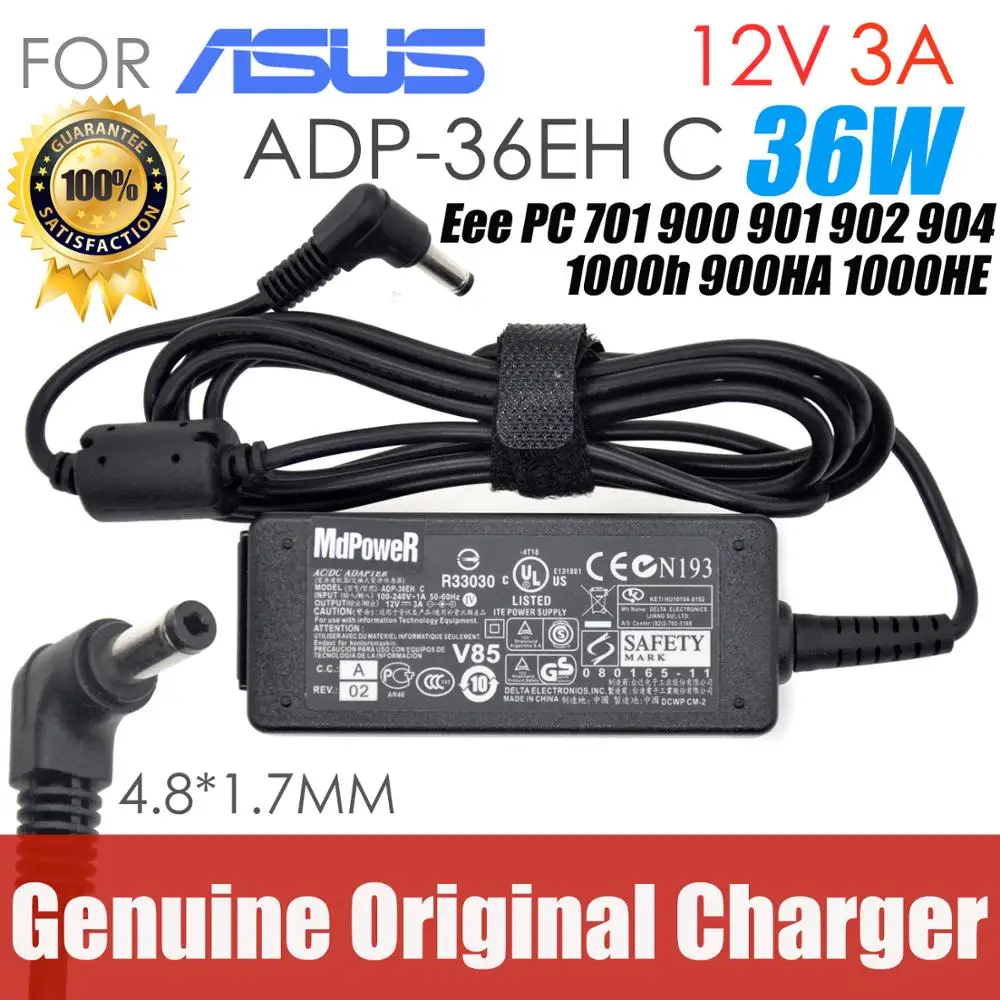 

Original 12V 3A Ac Adapter Laptop Charger for ASUS Eee PC 701 900 901 902 904 1000 1000h 900HA 1000HE netbook Supply ADP-36EH C
