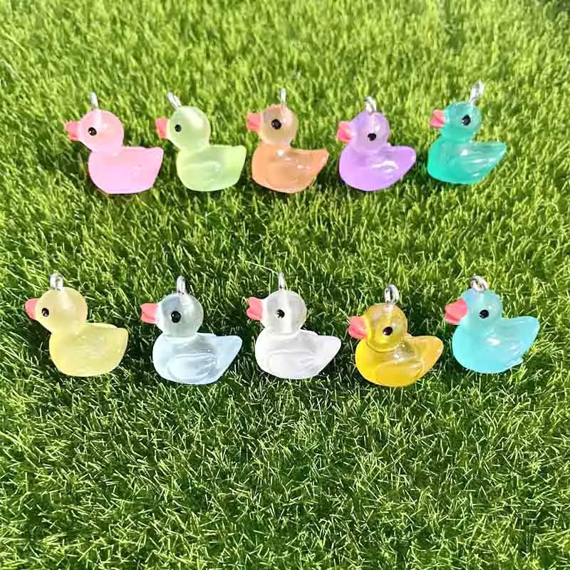 

10pcs 20mm Simulated Glow Colorful Duck Cartoon Charms For Pendant DIY Earrings Necklace Jewelry Accessories Finding