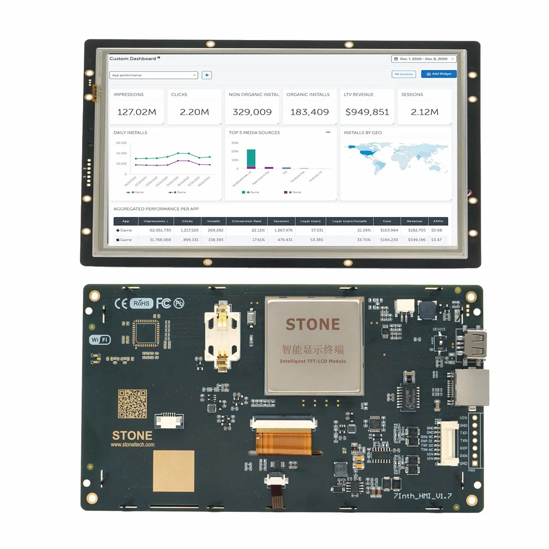 

SCBRHMI HMI 7" TFT 800x480 resistive Lcd touch screen Intelligent Display Module for Arduino ESP32 ESP8266