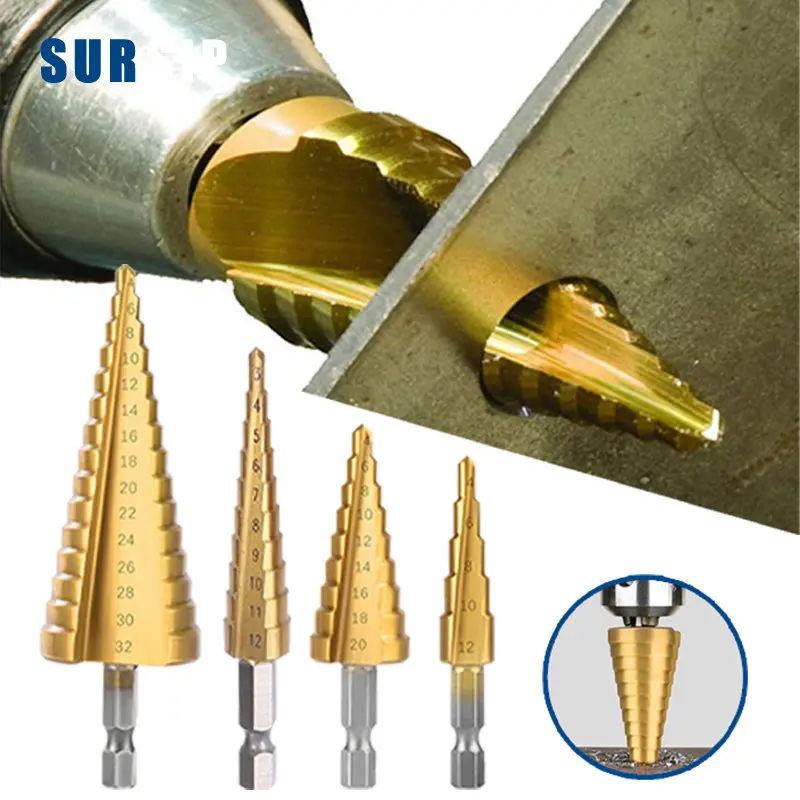 Step Drill Bit 3-12mm 4-12mm 4-20mm HSS Straight Groove Drill Bit Set Titanium Coated Metal Hole Cutter Drilling Woodworking
Step Drill Bit 3-12mm 4-12mm 4-20mm HSS Straight Groove Drill Bit Set Titanium Coated Metal Hole Cutter Drilling Woodworking