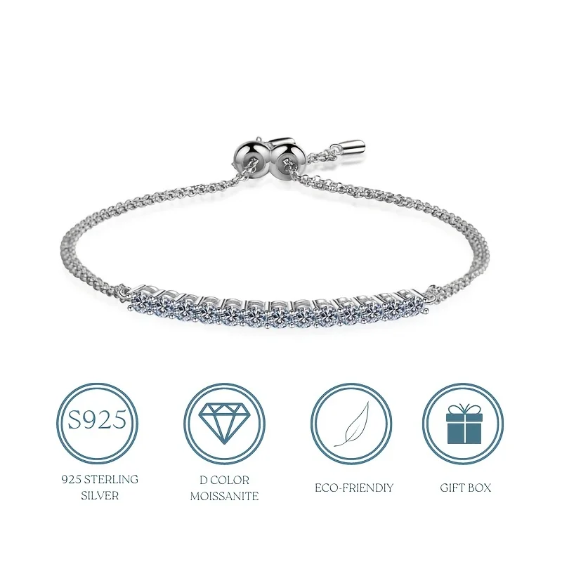 1pc Round Cut Moissanite Bracelet 925 Sterling Silver Link Bracelet For Women Men, Moissanite Jewelry For Girls Boys Mother Gift
1pc Round Cut Moissanite Bracelet 925 Sterling Silver Link Bracelet For Women Men, Moissanite Jewelry For Girls Boys Mother Gift