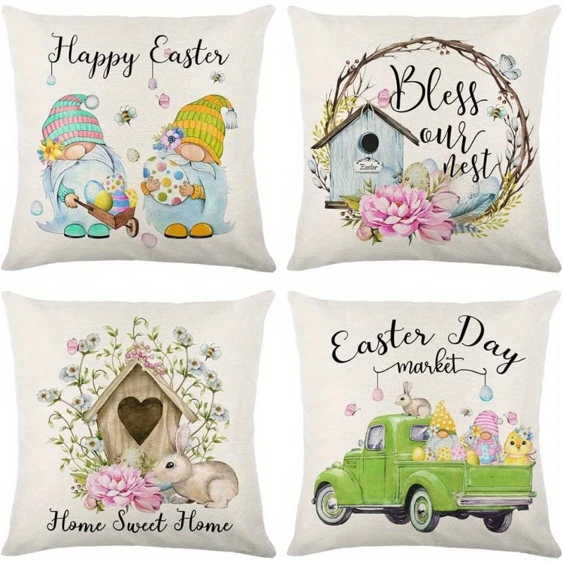 4pcs Easter Pillow Covers 18x18in Farmhouse Throw Pillowcase Easter Bunny Eggs Decorations Linen Cushion Case for Sofa Couch
4pcs Easter Pillow Covers 18x18in Farmhouse Throw Pillowcase Easter Bunny Eggs Decorations Linen Cushion Case for Sofa Couch