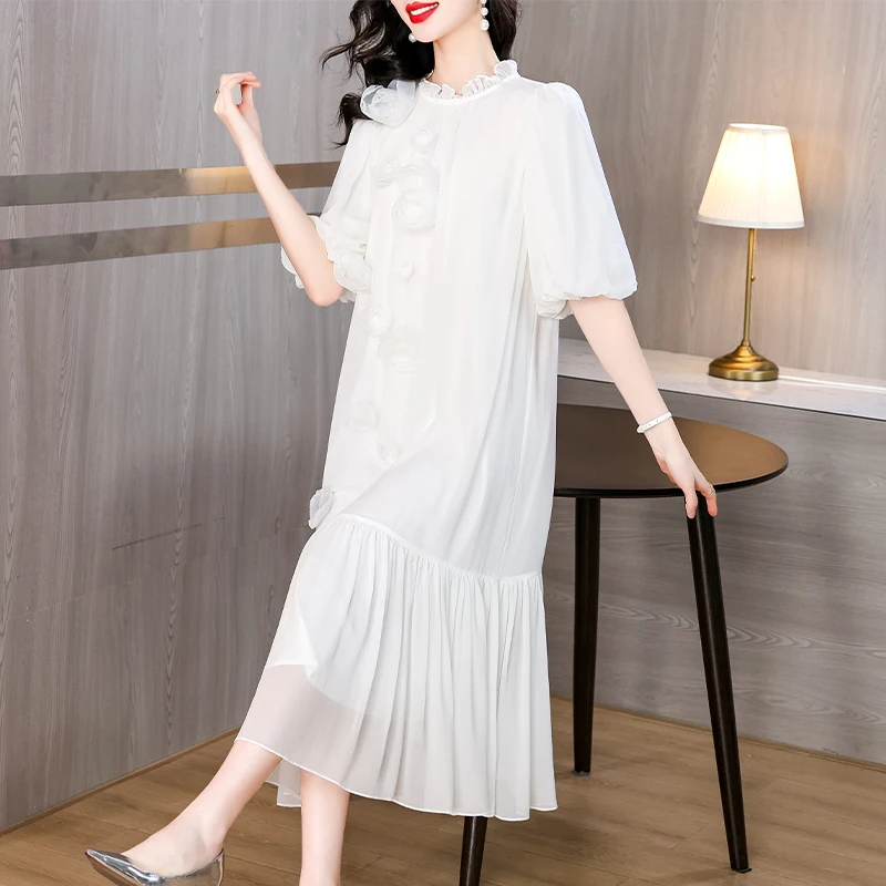 

Женское кружевное платье-миди с цветочным принтом, элегантное свободное винтажное платье-макси в Корейском стиле, элегантное вечернее платье с отделкой стразами, лето 2024