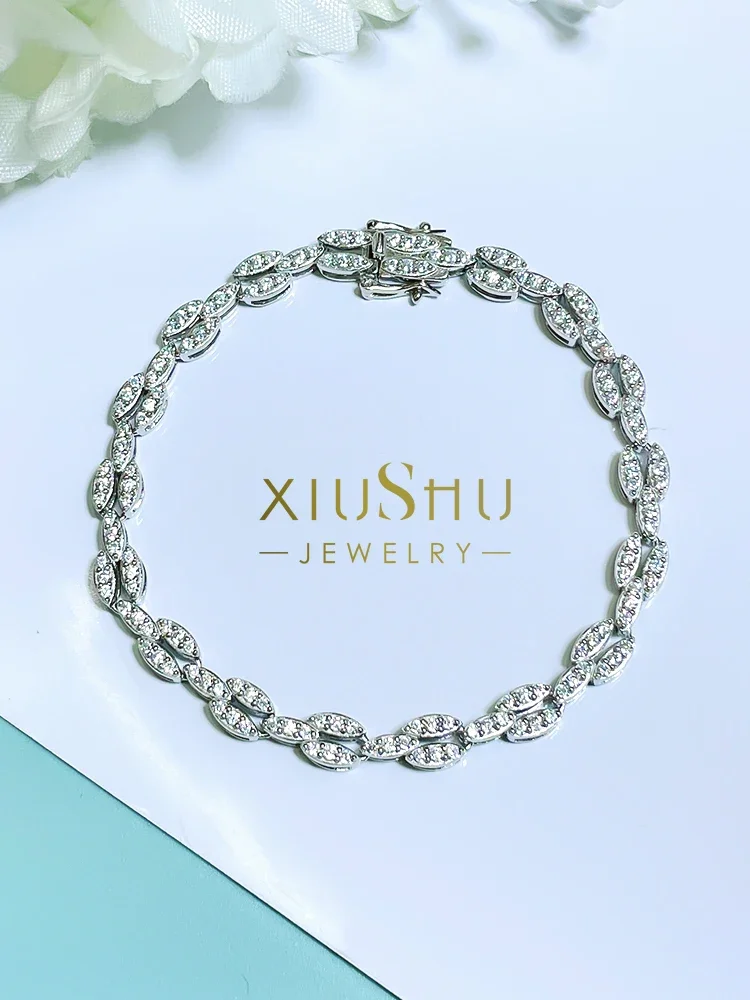 

Desire Fashionable Inlaid High Carbon Diamond 925 Silver Bracelet with Versatile Niche Design, Ice Type Glossy Female