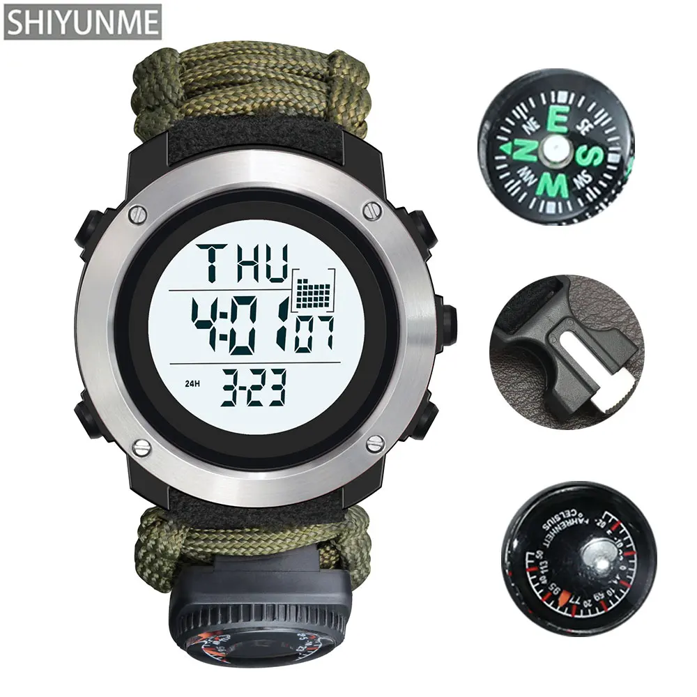 SHIYUNME 2103 Men Outdoor Military Watch 50M Waterproof Multifunctional Survival Watch Compass Sport LED Digital Men Watches
SHIYUNME 2103 Men Outdoor Military Watch 50M Waterproof Multifunctional Survival Watch Compass Sport LED Digital Men Watches