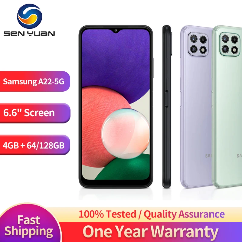 

Original Samsung Galaxy A22 A226B/DSN 5G Mobile Phone Dual SIM 6.6" 4GB RAM 64GB/128GB ROM 48MP+5MP+2MP+8MP Octa-Core CellPhone