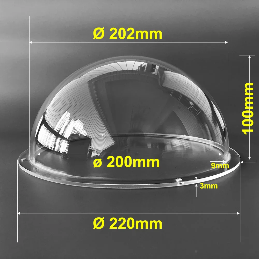 

8.6 Inch 220x100mm Acrylic Indoor Outdoor CCTV Replacement Clear Camera Dome Cover Surveillance CCTV Camera Housing Protect Case