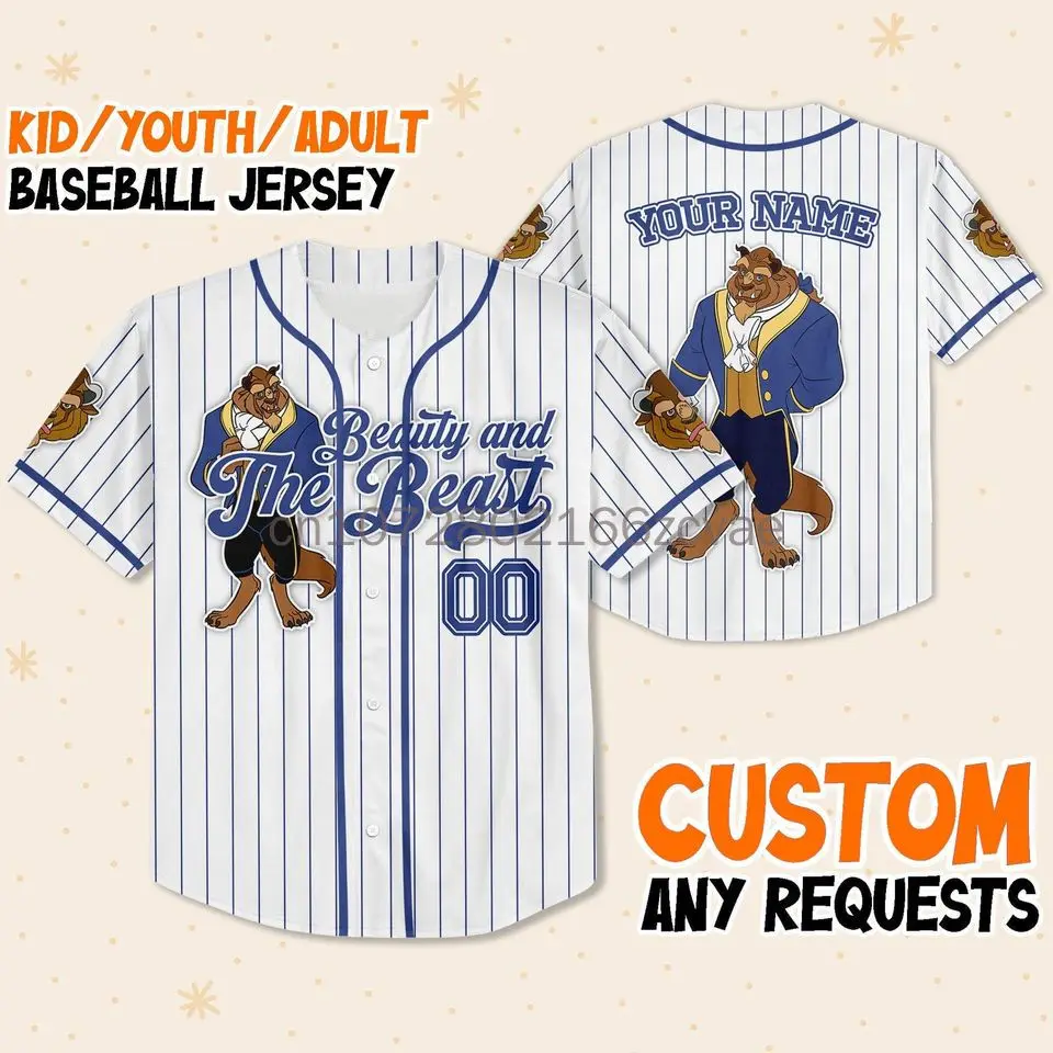 Summer New Disney Beauty And The Beast Baseball Jersey Casual Fashion Button Street Custom Baseball Jersey 
Summer New Disney Beauty And The Beast Baseball Jersey Casual Fashion Button Street Custom Baseball Jersey
