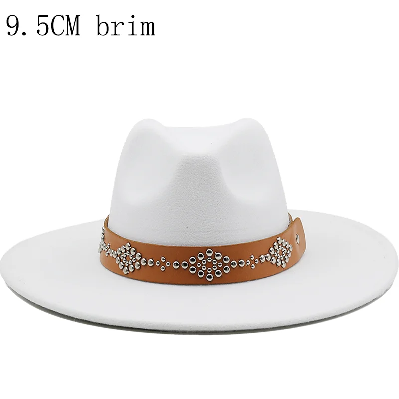

Women's Men's Wool Hollow Western Cowboy Hat With Fashion Belt Size Gentleman Lady Jazz Cowgirl Jazz Toca Sombrero CapJXF-57810