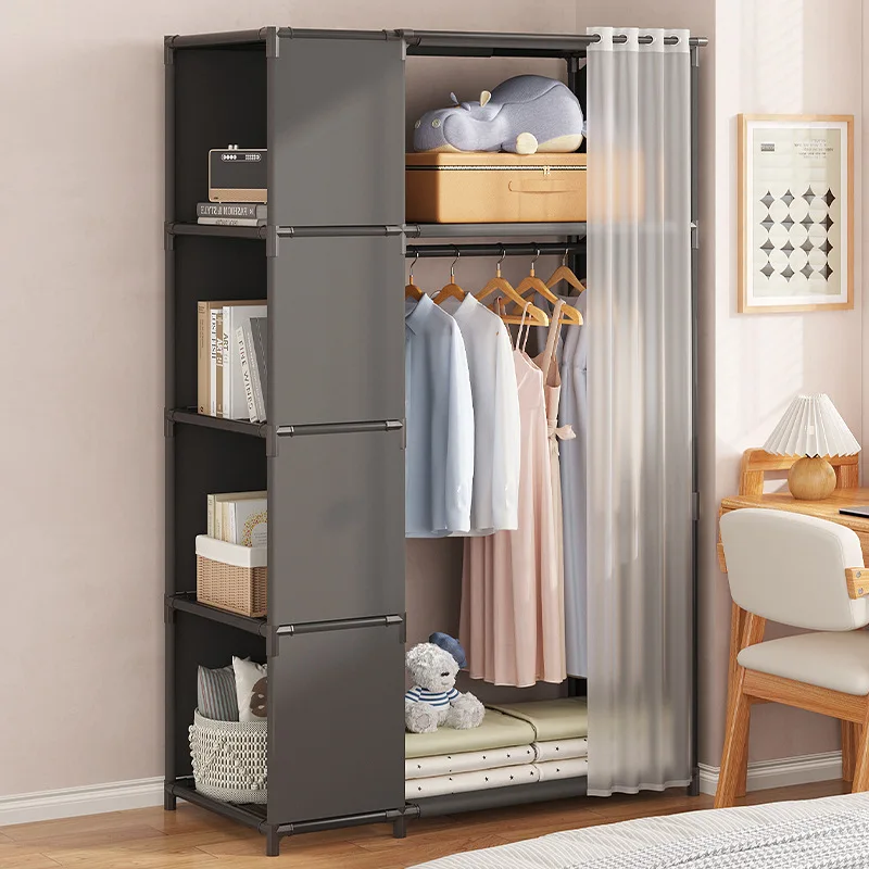 Portable and Dustproof Wardrobes Closet with Reinforced Shelves for Simple Storage in Rental Rooms Space-Saving Modern Design 
Portable and Dustproof Wardrobes Closet with Reinforced Shelves for Simple Storage in Rental Rooms Space-Saving Modern Design