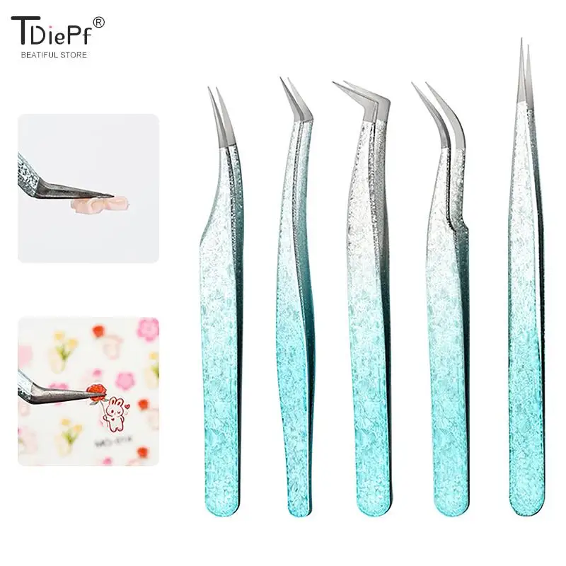 

2Pcs Eyelash Tweezers Ice Flower Anti-static 3D Accurate Eyebrow Grafting False Lashes Extension Supplies Makeup Tweezer Tools