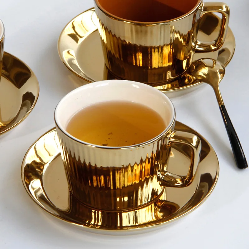 Ceramic Coffee Cup and Saucer Set Gold-plated Mug Home Simple Milk Cup Afternoon Tea Cup
Ceramic Coffee Cup and Saucer Set Gold-plated Mug Home Simple Milk Cup Afternoon Tea Cup
