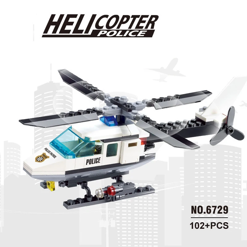 

Патрульный конструктор городской полиции вертолет, модель самолета, Обучающие кирпичи, детские игрушки для подарка на день рождения