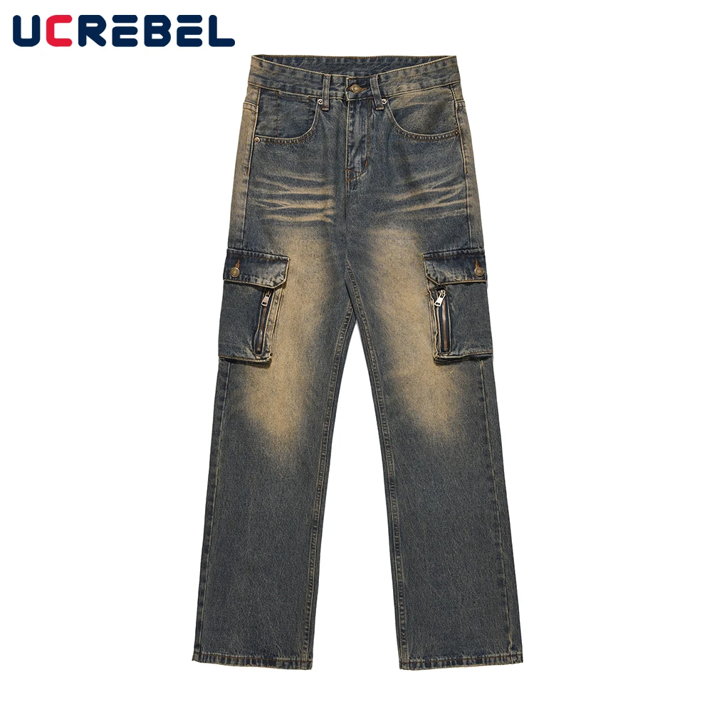 Washed Blue Vintage Denim Pants Mens High Street Multi-Pocket Casual Straight-leg Pants Men Jeans
Washed Blue Vintage Denim Pants Mens High Street Multi-Pocket Casual Straight-leg Pants Men Jeans