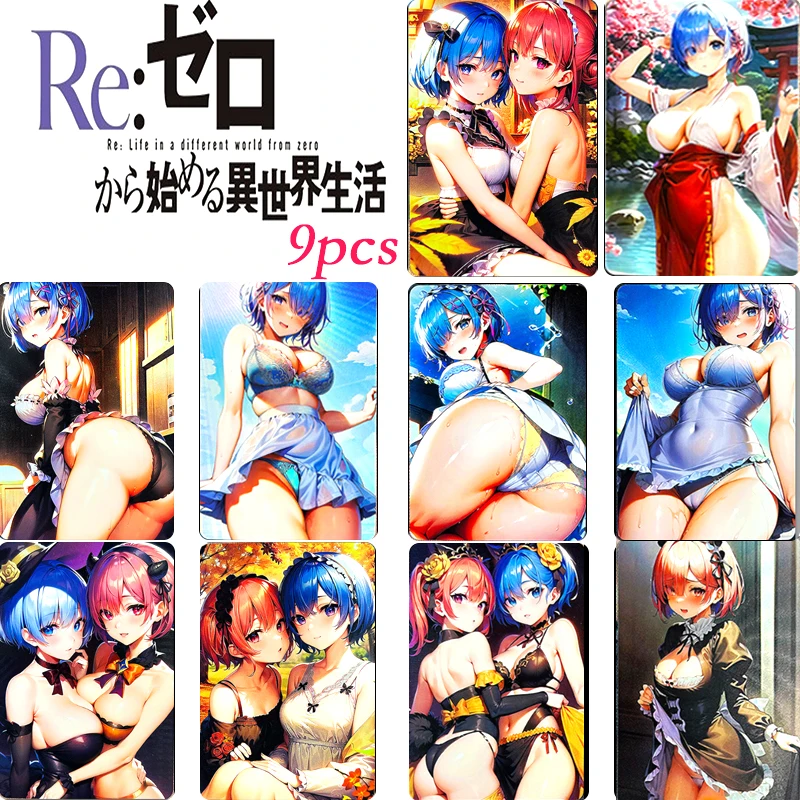 

9Pcs/set Anime Characters Re:life In A Different World From Zero Rem Game Collection Card Toys Christmas Gift Diy Flash Card