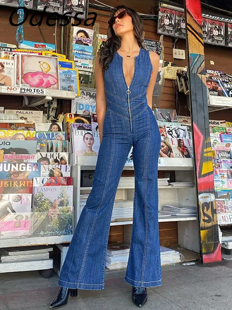 Odessa Y2K Streetwear Summer Denim High Waist Jumpsuit Women Backless Sexy One Pieces 2023 V Neck Sleeveless Skinny Jumpsuits
Odessa Y2K Streetwear Summer Denim High Waist Jumpsuit Women Backless Sexy One Pieces 2023 V Neck Sleeveless Skinny Jumpsuits