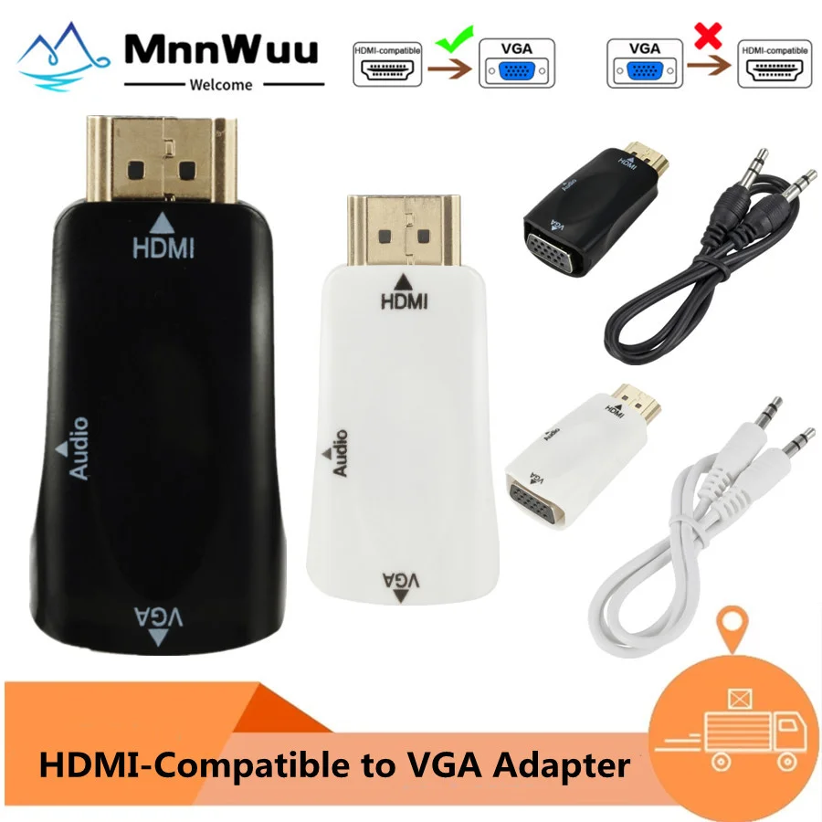 Переходник HDMI-совместимый с VGA-кабелем переходник мама-папа HD2VGA аудиоразъем 3 5 мм