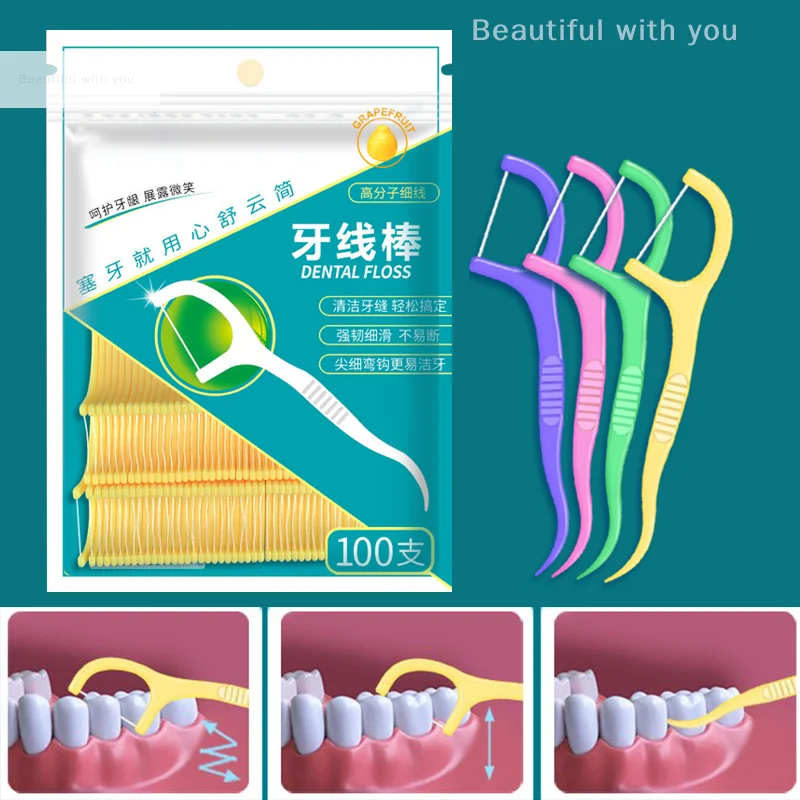 100Pcs Dental Floss Mint Flavor Mini Flosser With Toothpick Polymer Thread For Teeth Ultra-fine Flat Line Teeth Cleaning
100Pcs Dental Floss Mint Flavor Mini Flosser With Toothpick Polymer Thread For Teeth Ultra-fine Flat Line Teeth Cleaning