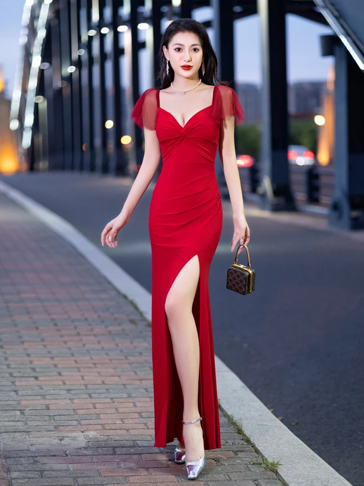 

Evening Dress, Sexy New Style, Elegant Style, Banquet Split, Annual Meeting, Birthday Host, Wedding Dress