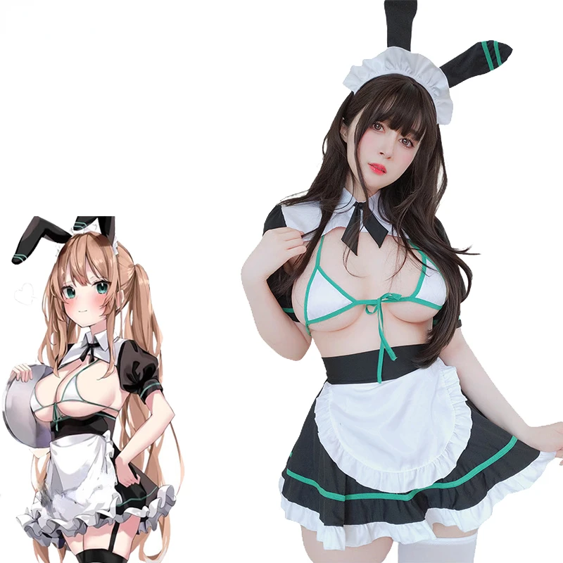 

Anime Nekopara Cinnamon Bunny Girl Maid Uniform Cosplay Women Rabbit Waiter Servant Outfits Role Play Costumes cute Underwear