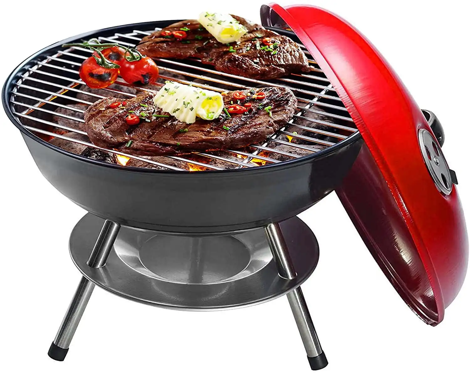 OVENTE 14-Inch BBQ Charcoal Grill with Dual Venting System for Outdoor Grilling or Smoking, Portable Griller Perfect for Camping
OVENTE 14-Inch BBQ Charcoal Grill with Dual Venting System for Outdoor Grilling or Smoking, Portable Griller Perfect for Camping
