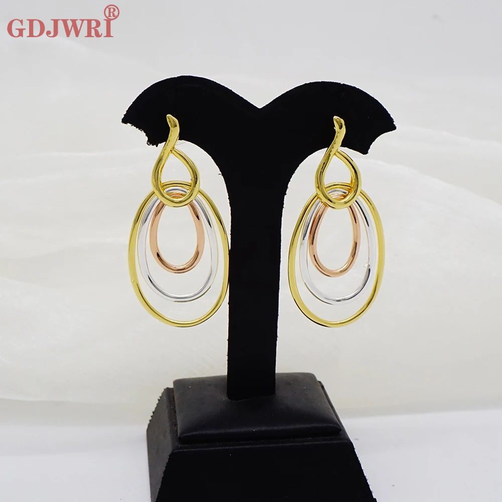 

Trend Drop Dangle Multicolour Earrings For Women Round 3 Circle Copper Long Earings Hoop Ear rings Wedding Jewelry Party Gift